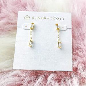 Kendra Scott Gold Juliette White Crystal Drop Earrings